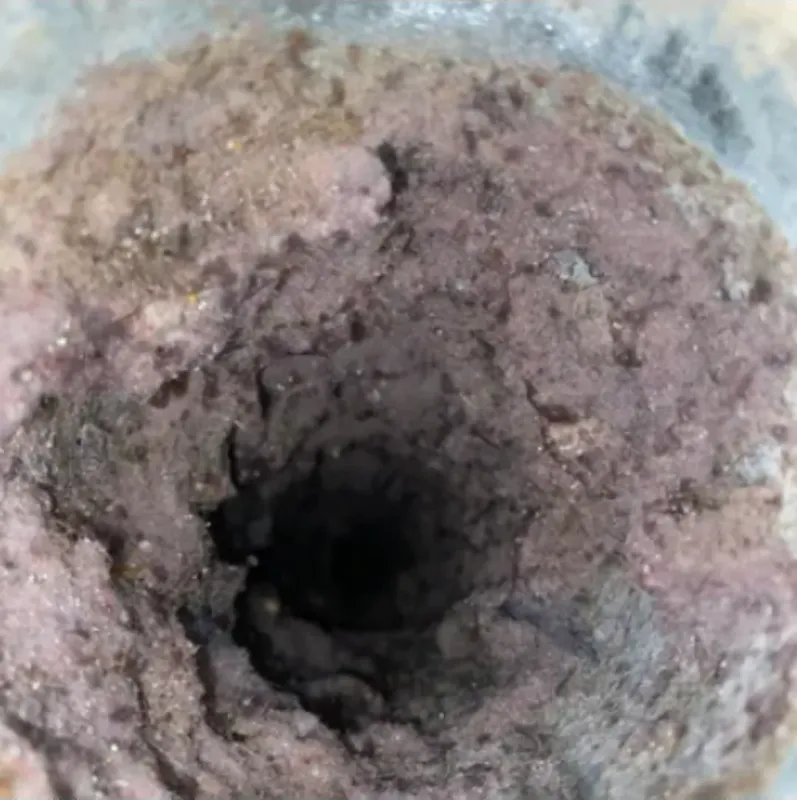Inside of a lint-packed dryer duct